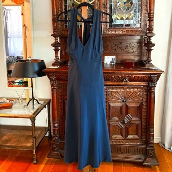 Midnight Blue Halter Dress - Picture 1 of 4